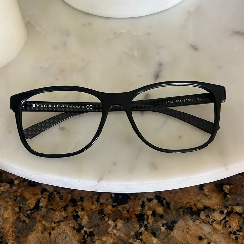 EUC Bulgari black carbon fiber sides, eyeglass frames unisex